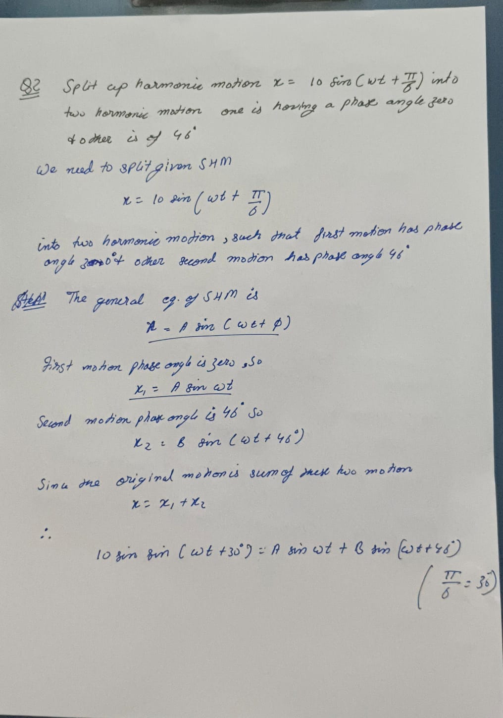 Split Harmonic Motion into Two Harmonic Motions